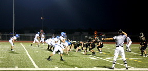 South readies at the line of scrimmage against Circle on Sept. 2. The Mavericks defeated Circle 28-7. Photo by A. Esser