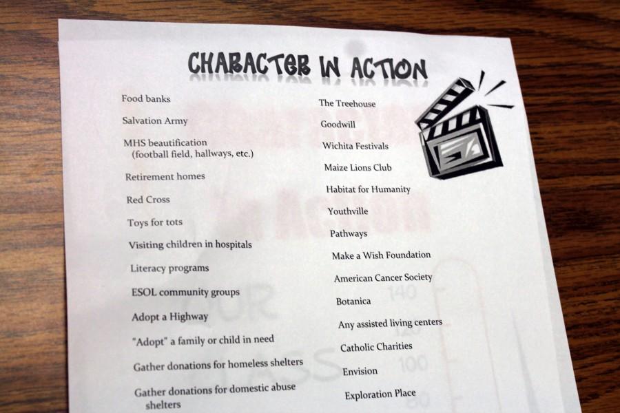 Recommendations of volunteer work for Character in Action starting on August 28.