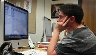 Junior Spencer Tammany works on spreadsheet in Penny McAnulty's Spreadsheets and Database class. Photo by Gabby Hermes