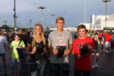 (From left): Keiryn Swenson, Connor Lungwitz and Kale Reynolds receive their awards