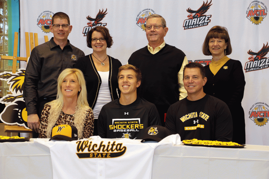 Connor Lungwitz on Wednesday afternoon.after committing to play baseball at Wichita State University.
Connor Lungwitz on Wednesday afternoon after committing to play baseball at Wichita State University. Photo by Lauren Paul.