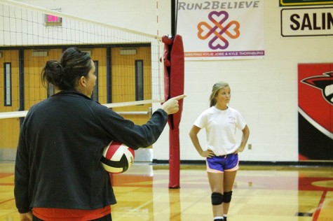 Megan Sauer shouts instructions during a practice. 
