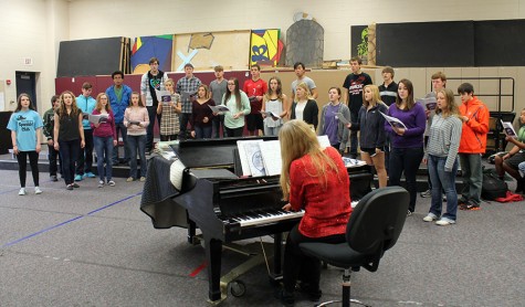 Choir teacher Doris Prater has gathered choir students to practice during EnCor. The show they will preform will be for charity at Reflection Ridge at 4.