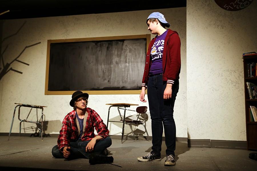 The Waiting for Godot cast rehearses for their performances this week