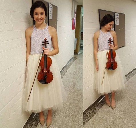 Haylee Carpenter poses with her instrument. 