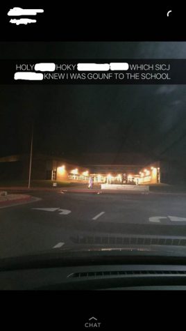 A photo was posted to Snapchat with a clown seen holding a ax in front of Maize south.