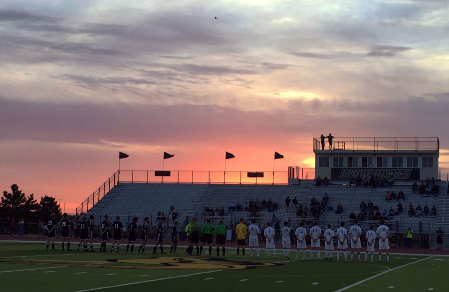 South and Trinity lined up before the beginning of the regional match. “When the game ended I was stunned, I really thought the boys deserved it.” Kinsey Emery, 10, said. Photo Courtesy of Kinsey Emery
