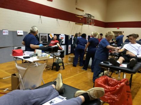 Students recieve care from nurses during last year's blood drive. Photo by Andrea Fuhrman