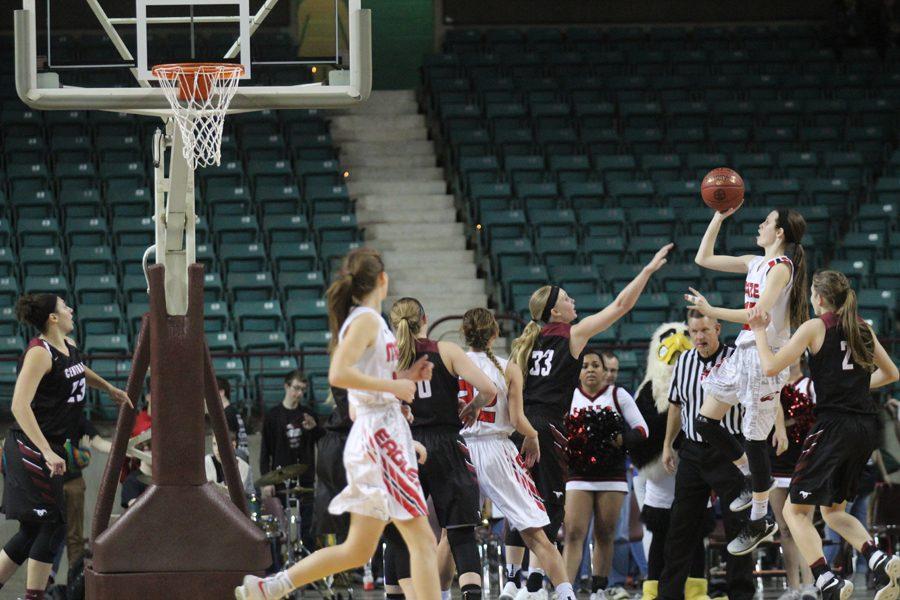 The girls basketball team defeated Salina Central 54-35 Friday afternoon in Topeka. The Eagles will play Saturday in the state championship game.