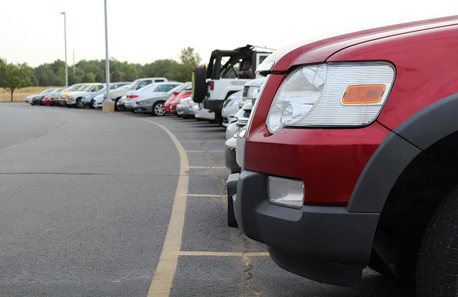 Front facing parking is required for all vehicles in USD 266. Administration put in place the law at the beginning of the 2017-18 school year. Photo by K. Angle