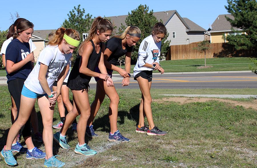 Cross Country lines up for practice. Cross Country heads to Lake Afton for regional Oct. 21. Photo by F. Henry 
