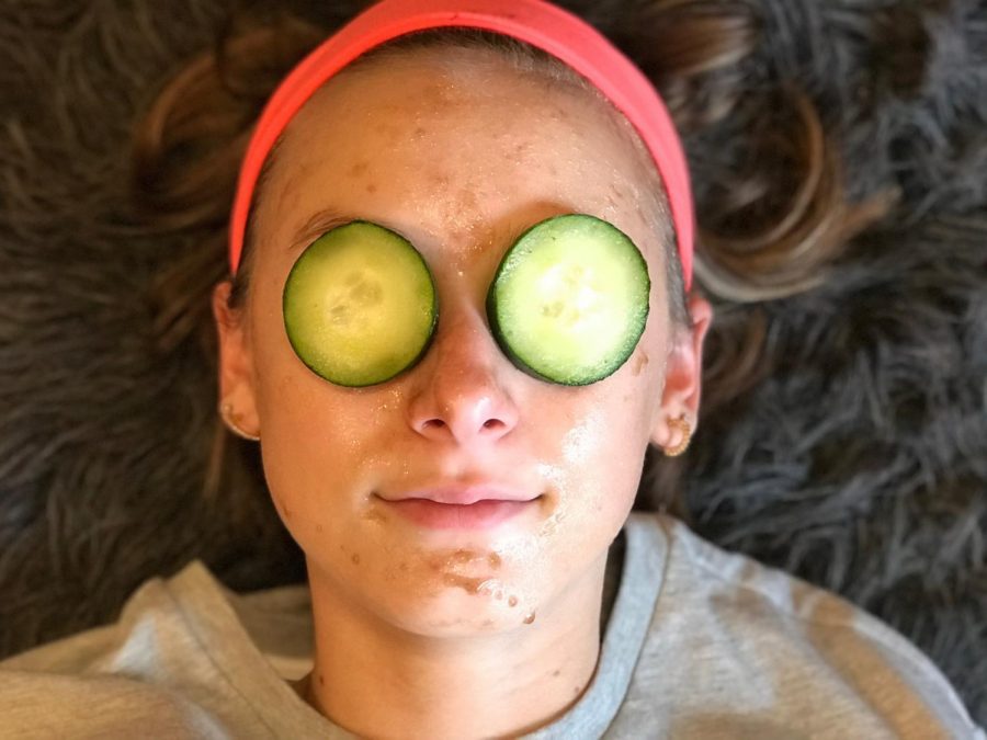 Allison Linton is relaxing with her Christmas gift - a homemade face mask.