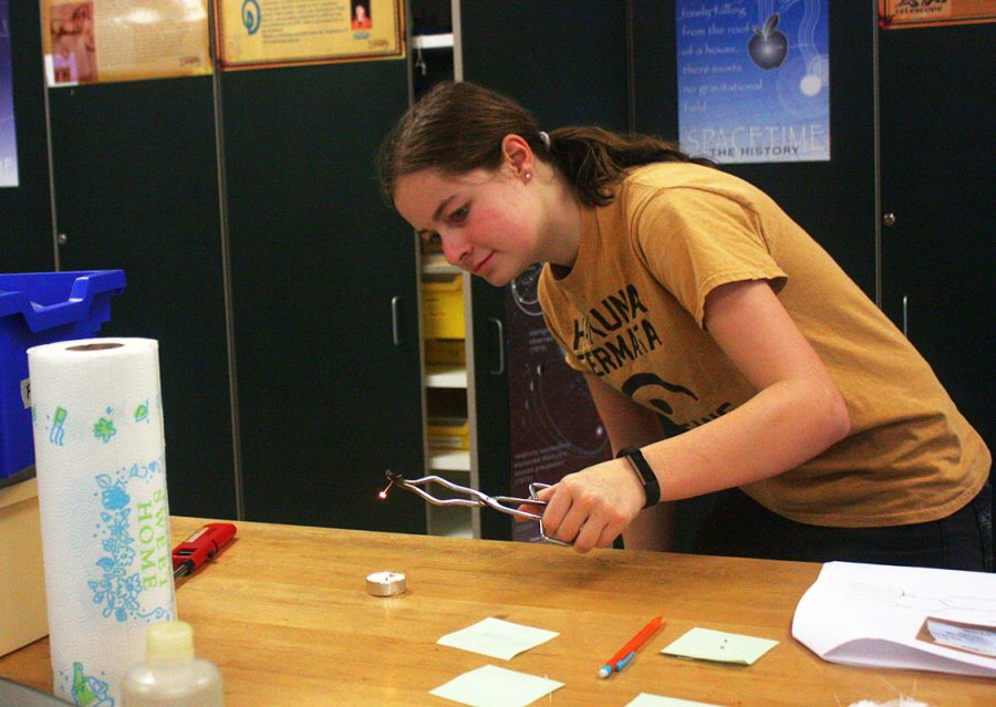 Sydney Epke, 9, practices for Science Olympiad. This is Epkes first year on the team. Photo by K. Fisher