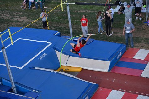 Sophomore Braeden Thompson pole vaults. The track team will be back in action on Friday.