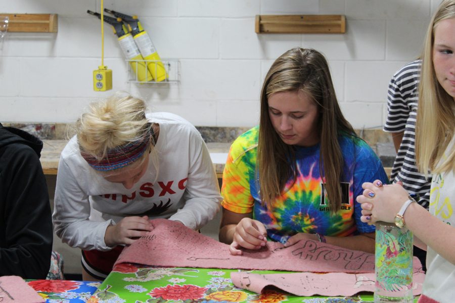 Students in Beth Janssens art class are working on quilt inspired artist Marie Watt. The final product eventually will be on display at Crystal Bridges Museum in Arkansas.