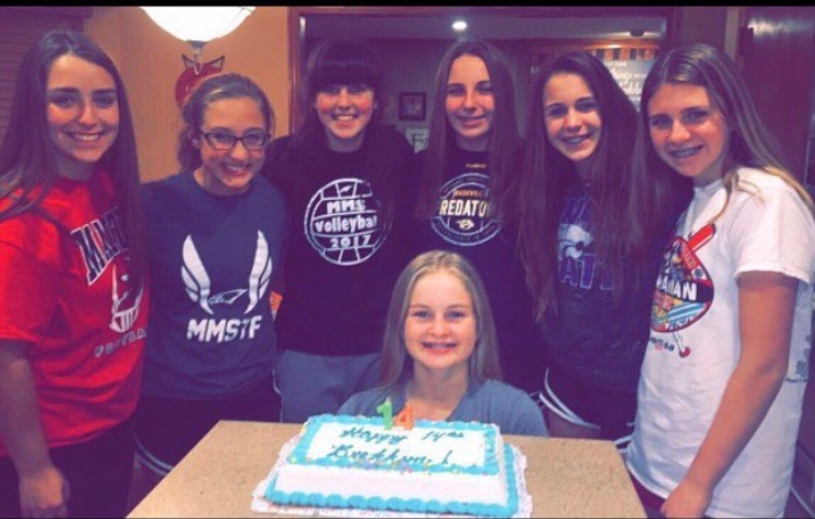 Hay celebrates her friends birthday party with her group. Photo submission by Madi Hay