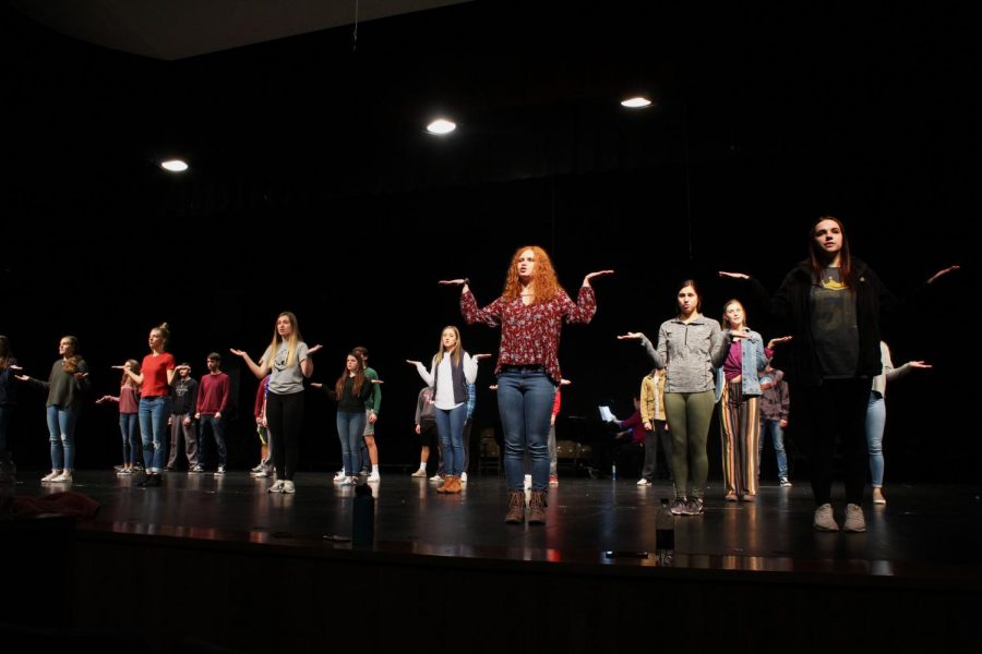 The Maize South vocal department practices for their yearly winter showcase. The show is Dec. 13 at 7:30 pm.