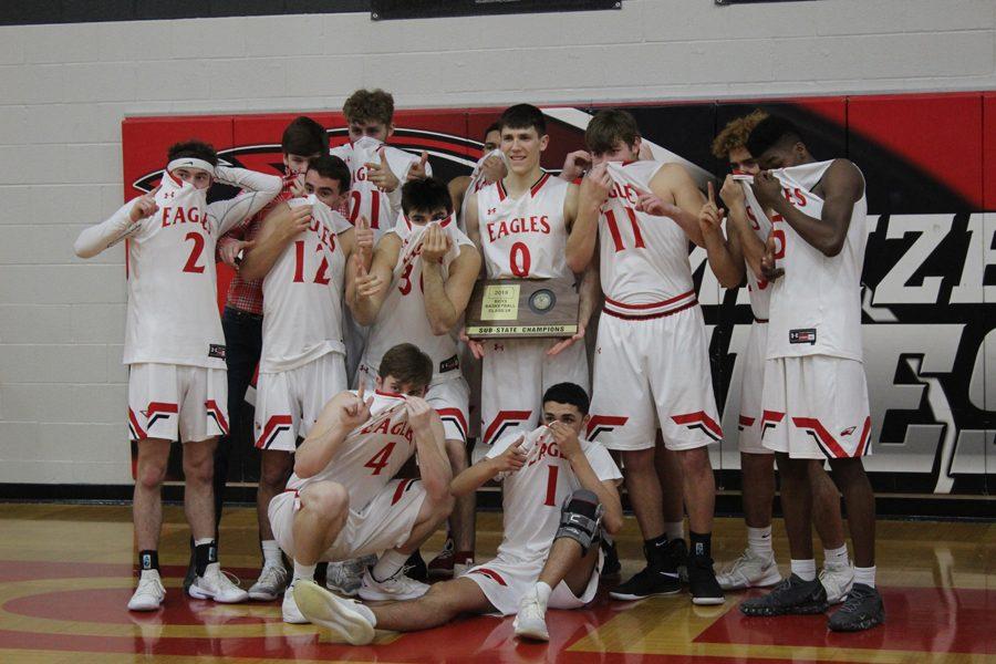 The Eagles get in their Red Dead Redemption pose after defeating Eisenhower to advance to state. The Eagles will play in the state tournament starting Thursday in Emporia. 