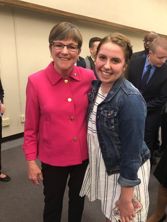 Senior Ryann Redinger got the chance to see governor Laura Kelly and take a picture with her after the event. 