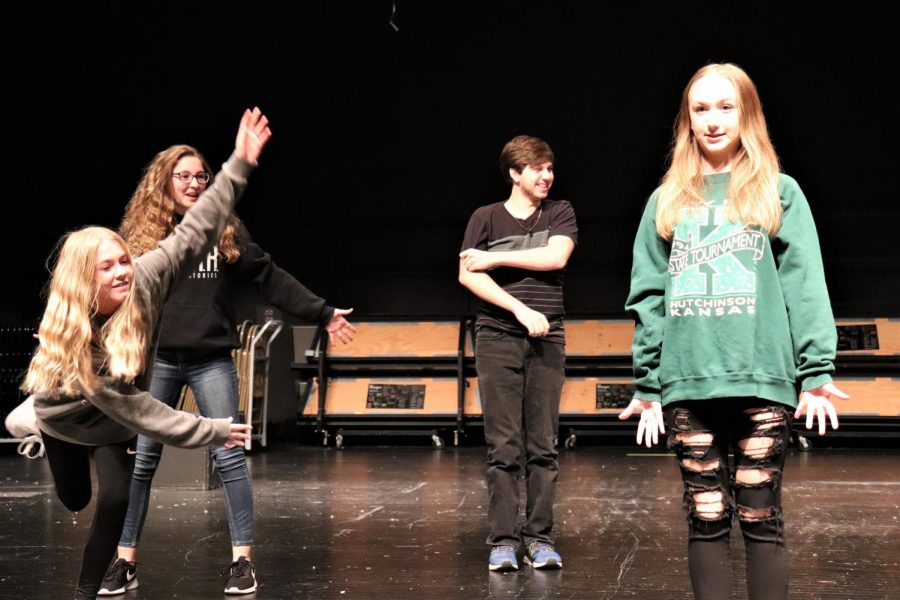 2nd Block drama students in Fundamentals of Drama practice a routine during a late October class run through. Drama students are meeting weekly with Ms. Heinrich online through Google Meetings for Term 4. Their senior-directed plays have been cancelled due to the coronavirus outbreak.