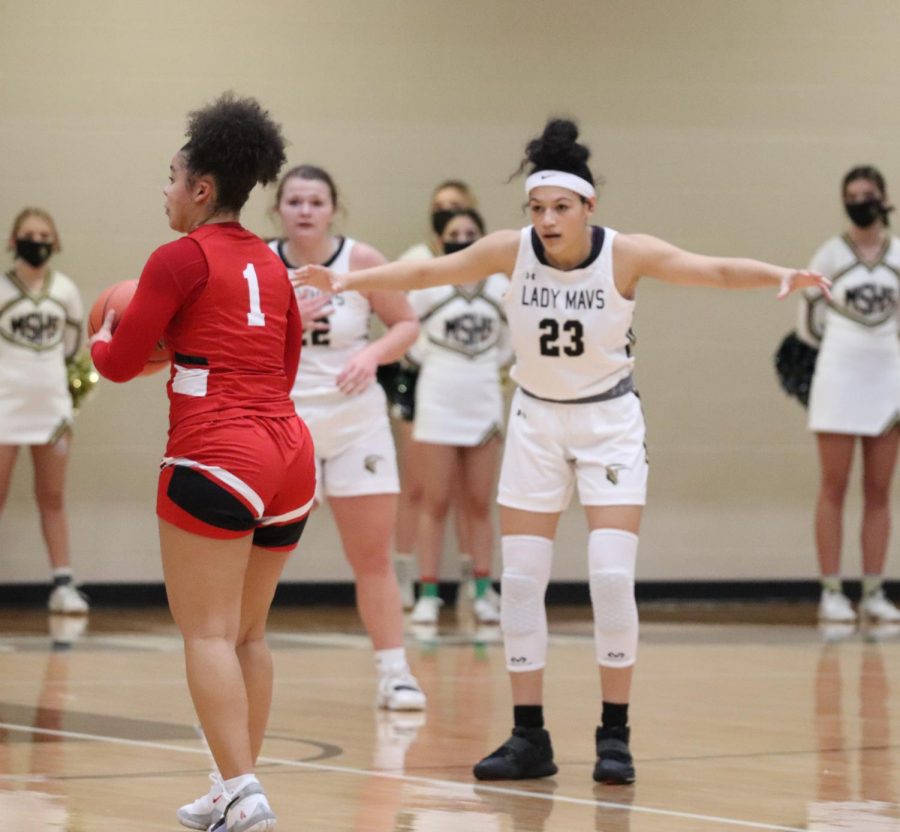Scoring a total of 10 points in the game, freshman DeKeira Clay racked up the points for her team while defending the point guard position for the Lady Mavericks.