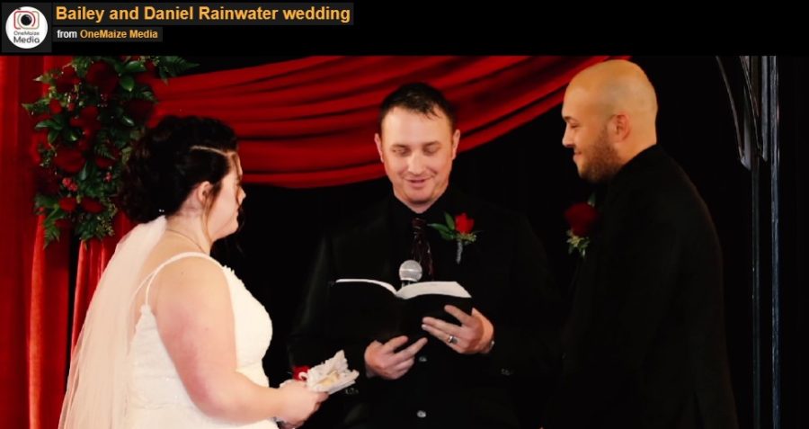 Daniel+Rainwater+exchanges+vows+with+Bailey+Rainwater+at+their+red+and+black+themed+wedding+on+Saturday%2C+Feb.+5.