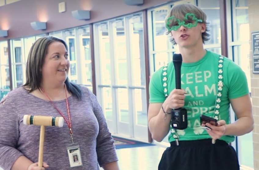 Sam White quizzes Principal Becky Sailor at Maize South about everything from Leprechauns to her plans for St. Pattys day.
