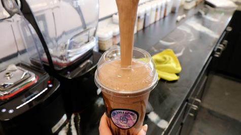 Nutrition Nook can make all different types of shakes and teas to your craving. This drink features peanut butter, chocolate and protein powder.