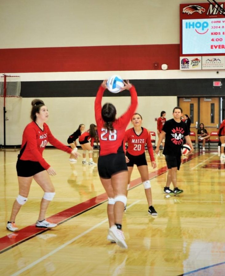 Maize Middle Girls Volleyball team plays a scrimmage game against each other in the Maize High gym. 