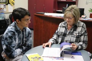 Maize High’s college and career counselor, Diane Close meets with students every day to help them plan for their lives after high school. 