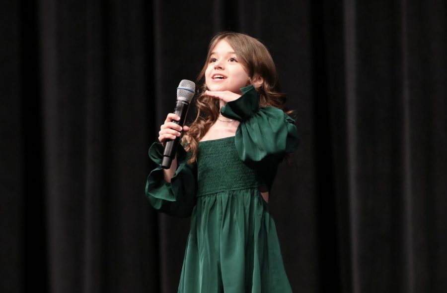 Ivy Sailing from Vermillion Elementary, sings “Tomorrow” a song from “Annie the Movie”. Sailing took first in the K-4 division. 