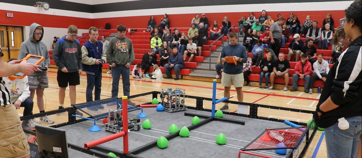 Robotics tournament at the Maize high gym