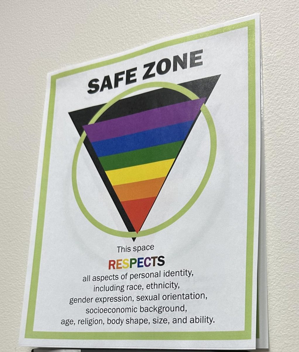 Photograph of Mrs. Chapeks Safe Zone poster.
