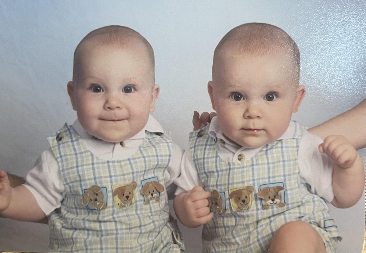 Baby photo of twins Carson and Connor Levey